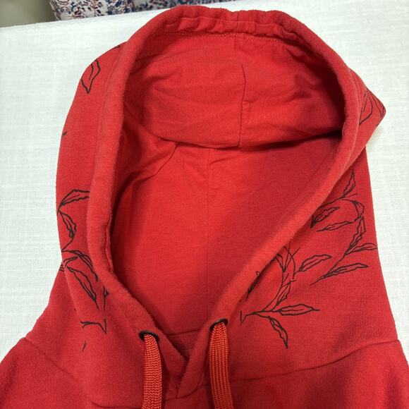 Reason Red Graphic Embroidery Hoodie Roses Be Real Not Perfect Unisex M - Picture 11 of 15